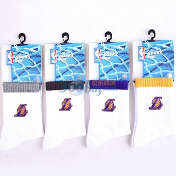 NBA精梳棉湖人队男士运动袜E036杂色三双装 尺码26-28cm 均码
