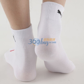 PUMA 彪马 男士提花休闲袜 运动袜子 漂白 25-27cm