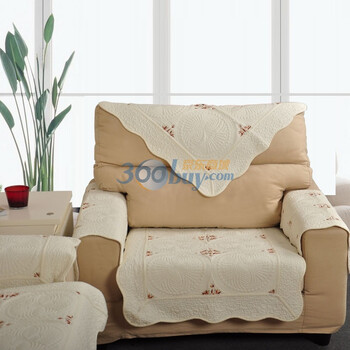 MAXHOME|美客居 单人坐垫70x70CM 纯棉绣花时尚布艺沙发垫 圆素白