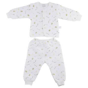 巧尼熊 宝宝服饰 春秋冬季开胸保暖内衣套装 婴儿童装内衣3149 印蓝 73码