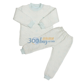 童泰 圆领肩扣宝宝保暖套装秋冬婴儿加厚内衣服超柔 F1583 蓝色 100码