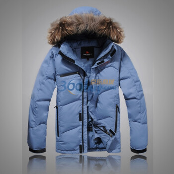valianly 2011新款男款羽绒服 滑雪服 貉子毛大帽毛防水透气保暖2177牛仔蓝54/XXL/185
