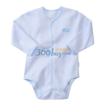 贝贝怡 BB716 宝宝/新生儿衣服春夏 纯棉前开扣包屁衣 淡蓝 86码