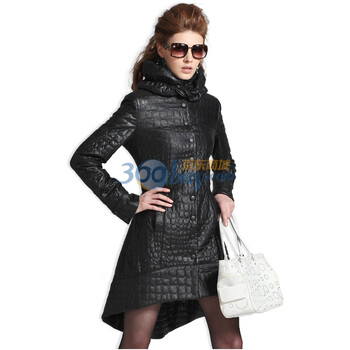 名人瑞裳 Mrrs 女装时尚欧美棉衣燕尾棉服1277 黑色 XXL