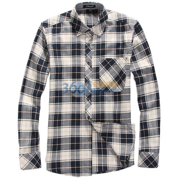 薪格仕品 春装法兰绒经典格纹休闲衬衫 JD21XG36 蓝格 42