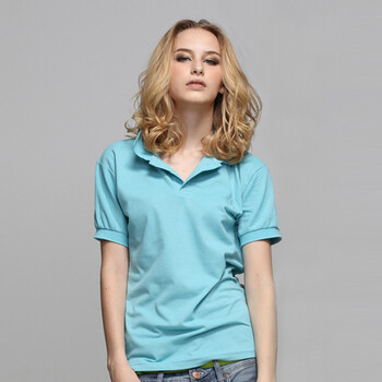 【瓦力伊娃】2011夏装新品短袖时尚POLO衫 纯棉翻领修身女装 天蓝色 XXL