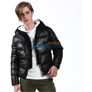 2011新款 雪中飞羽绒服 男时尚渐变双帽短款 XR9021 黑色 185/100A(XL)