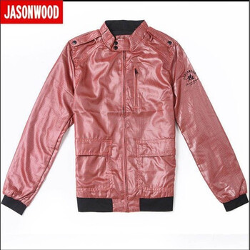 JASONWOOD 刺绣图案亮面合体男式夹克 1110905207 黑色 XXL