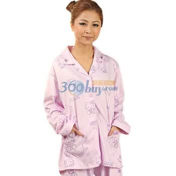 好家猫 春季新款kitty卡通甜美女士棉质家居服HHD127#126# 紫色 XL