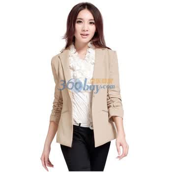 卓欧TOAIOU秋冬新款OL必备一粒扣式休闲小西服C107003 发白的杏仁色 XL