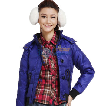 唐狮Tonlion女装帽镶边羽绒服110421072004 蓝色 XL