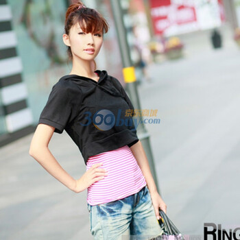 言若 2012 春 新 韩版时尚宽版连帽超 短外套 女 BC100732 黑色 L