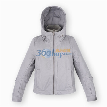 初刻CRUCCO 假两件 带帽插兜短款棉服 女装 2011冬季新品 00021202 浅灰色 L