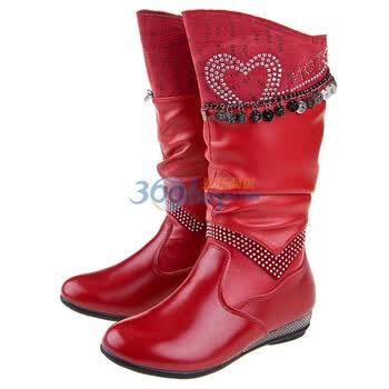 牧童Mutong Q7055 冬款新品 女童冬款保暖靴 牛皮靴 童靴 童鞋 紫红 37