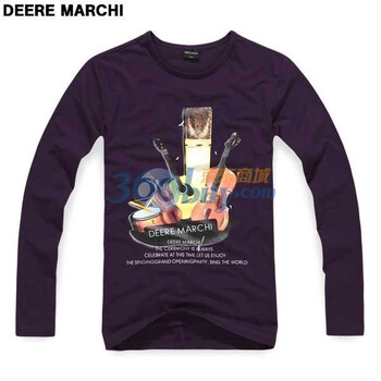 DEERE MARCHI 男士时尚潮流圆领卡通长袖T恤DM87 紫色1 XXL