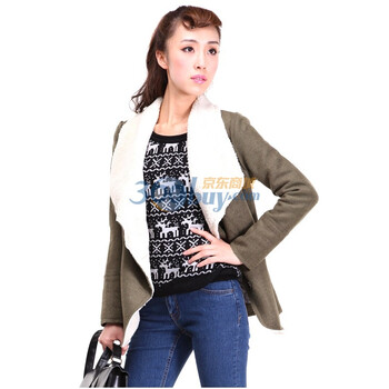 Rosas Mode冬季大翻领羊羔毛内胆长袖绑带大衣女外套R1812403军绿L
