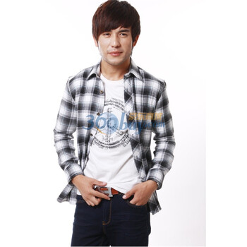 edc of givensi 新款 时尚休闲格子长袖衬衫 18款 藏蓝色1608 XXL
