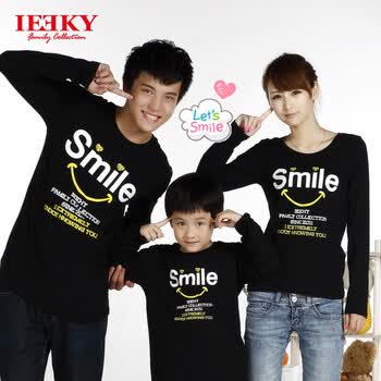 IEEKY爱一起亲子装SMILE长袖T恤1351606 麻灰 男XL/180