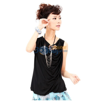 音曲女装 秋冬新品 时尚针织背心 ECQZS1006 黑色 XL