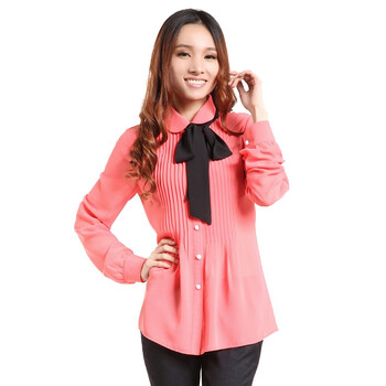 蒂娜莉莎 秋冬新品长袖衬衫 女士雪纺长袖衬衫9123 玫红色(37) XL