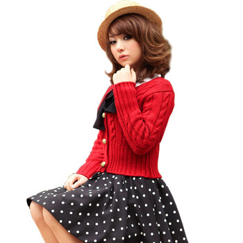 MEYEEKA 2011可爱麻花高腰<em>红毛衣开衫</em>1005