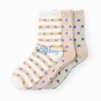初刻CRUCCO 女袜 星型提花中筒袜 2011秋冬新品 00014560白色均码