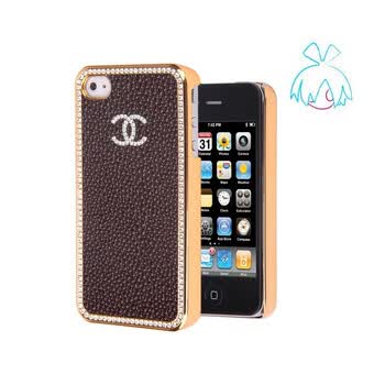 萝莉（LOLI）iphone4外壳-真皮钻框之名品系列小C款　棕色