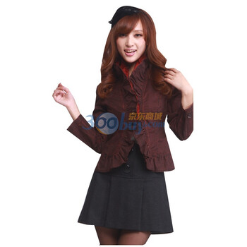 维克莱尔 VLoyal 2011秋季新款女装荷叶边OL修身亚麻小西装短款 VW-30309 酒红色 L