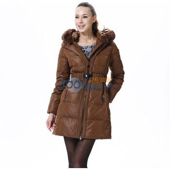 波司登 2011新款 羽绒服 女 腰带修身兔毛领子中长款 BR2326 巧克力 185/104A(XXXL)