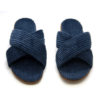 金硕舒暖系列101006交叉条绒男士拖鞋蓝色40-41/42-43/44-45码 XL