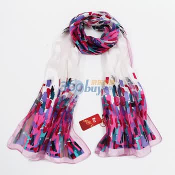 丝界桑蚕丝丝巾围巾彩云之巅 玫粉 3号色