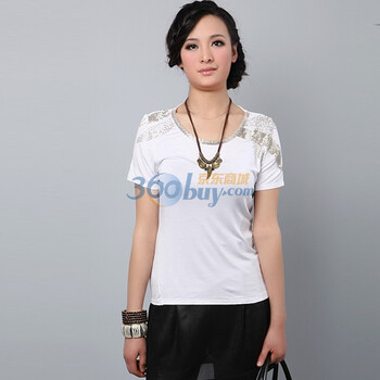 斐梵 Femfey 2012春夏新品时尚韩版女款弹力系类圆领订珠T恤 112FF81B32 白色 XL