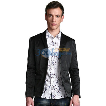 马克华菲男装时尚休闲西服7103051705-099黑色S