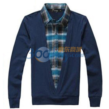 2011秋装新款韩版潮流时尚男式装修身长袖t恤2011 蓝色 XXL