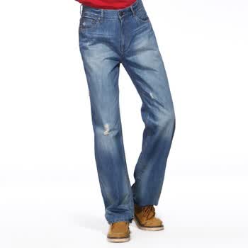 IZOD 2011新品宽松纯棉磨破男士牛仔裤 3121916187004 牛仔蓝 190/96A(36)