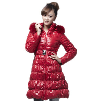 米兰朵 MERUNTO 【反季】加厚复古典雅设计 貉子毛领中长女款羽绒服90%充绒量 降价促销 011208 R610红色 L17
