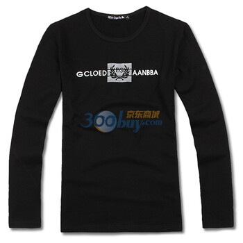 OBM2012春装新款男T恤英伦修身字母印花圆领男长袖T恤CT017 黑色 180
