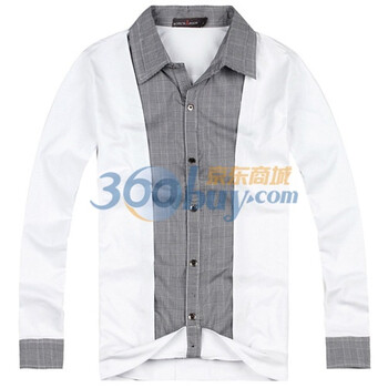 ROMCIIBOOD/乐思邦 修身立领 条纹 个性贴布 男 长袖 T恤29850 白色 XL