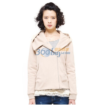 Gecom 杰衣谷 不对称连帽简约小棉服 01110001 卡其色 XL