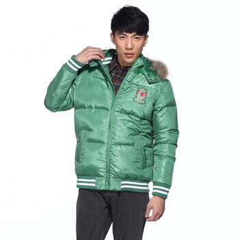 IZOD 90%白鸭绒冬季新品拉链连帽厚款羽绒服 2061901404500绿色XXL(185/102A)