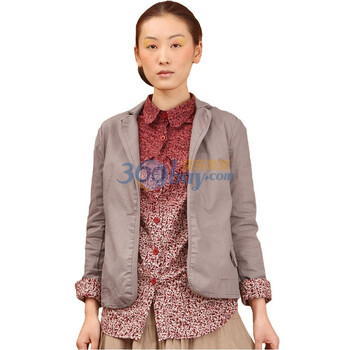 茵曼 INMAN 2012春装新款翻盖袋长袖小西装外套 女821042152 卡其色 XXL