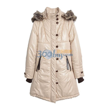 as安都2011冬 新 极致修身毛条连帽中长棉服 9158212 卡其色 L