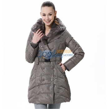 波司登 2011新款 羽绒服 女脱卸毛领时尚修身中长款 BR2290 灰色 185/104A(XXXL)