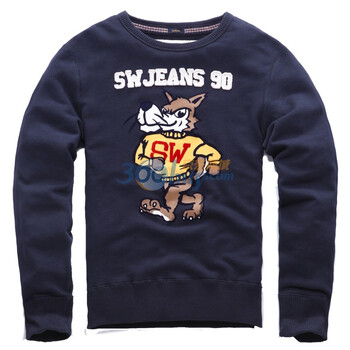 七匹狼SWJEANS休闲长袖卫衣171160601222 深蓝色 XXL