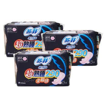 SOFY苏菲 弹力贴身超熟睡夜用290 纤巧型 柔棉感*3包