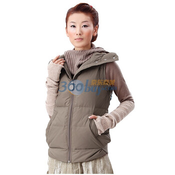 INMAN 茵曼2011冬装新款90%鸭绒防漏绒修身高领背心羽绒服 V6007卡其色XL