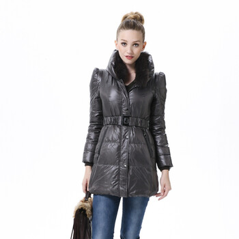 波司登 2011新款 羽绒服 女毛领时尚耸肩修身中长款 BR2286 灰色 185/104A(XXXL)