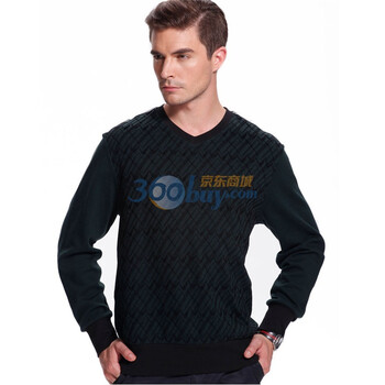 WOHAYO无花优品 秋装男装简约V领纯棉男士长袖T恤时尚经典 FK028396绿色185/100(XXL)