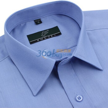 保罗骑士男士长袖衬衫商务休闲经典免烫纯色衬衫 矢车菊蓝 45