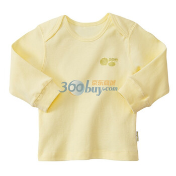 贝贝怡 新生儿衣服秋冬婴儿服装宝宝内衣纯棉活动肩上衣307 淡黄 100码